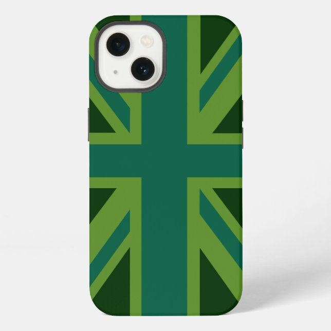 Vibrant Teal Union Jack iPhone Case (Back)
