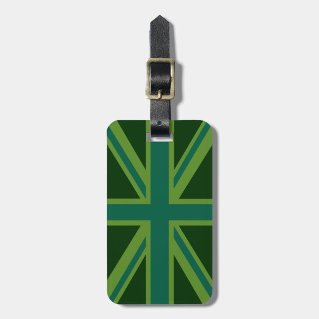 Vibrant Teal Union Jack Luggage Tag (Front Vertical)