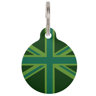 Vibrant Teal Union Jack Pet Tag
