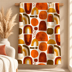 Vibrant Terracotta Sage Boho Rainbow Throw Blanket