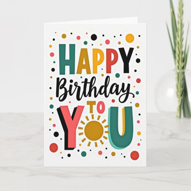 Vibrant Text Birthday Joy Card (Front)