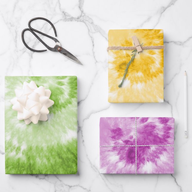 Vibrant Tie Dye Colorful Design Wrapping Paper Sheet (Front)