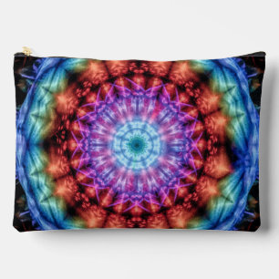 Vibrant Tie Dye Kaleidoscope Rainbow Mandala Accessory Pouch