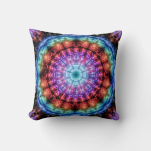 Vibrant Tie Dye Kaleidoscope Rainbow Mandala Cushion