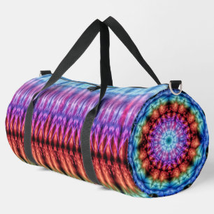 Vibrant Tie Dye Kaleidoscope Rainbow Mandala Duffle Bag