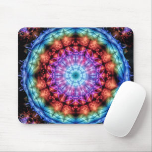 Vibrant Tie Dye Kaleidoscope Rainbow Mandala Mouse Mat