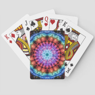 Vibrant Tie Dye Kaleidoscope Rainbow Mandala Playing Cards