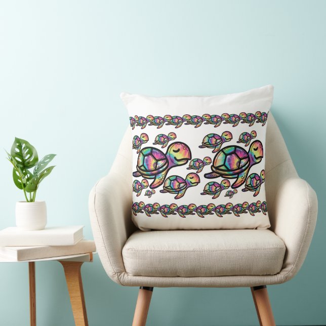Vibrant Tie Dye Sea Turtle Cushion (Chair)