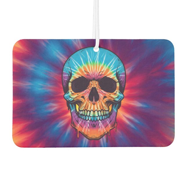 Vibrant Tie-Dye Skull Air Freshener (Front)