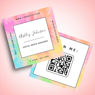 Vibrant Tie Dye Social Media Manager Colour Burst Square Business Card