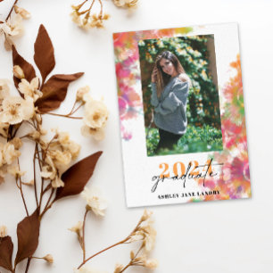  Vibrant Tie-Dye Watercolor Graduation Photo Invitation