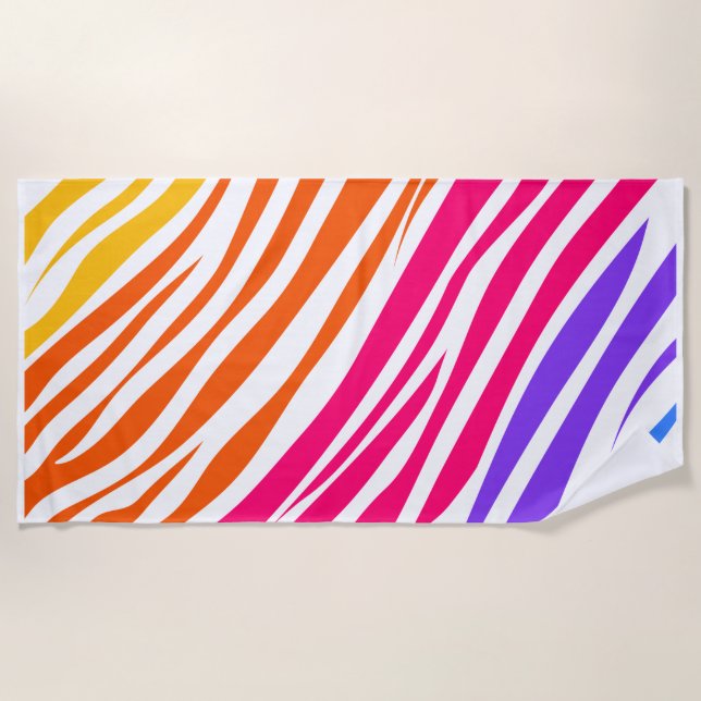Vibrant Tiger Animal Print Pattern Summer Beach Towel (Front)