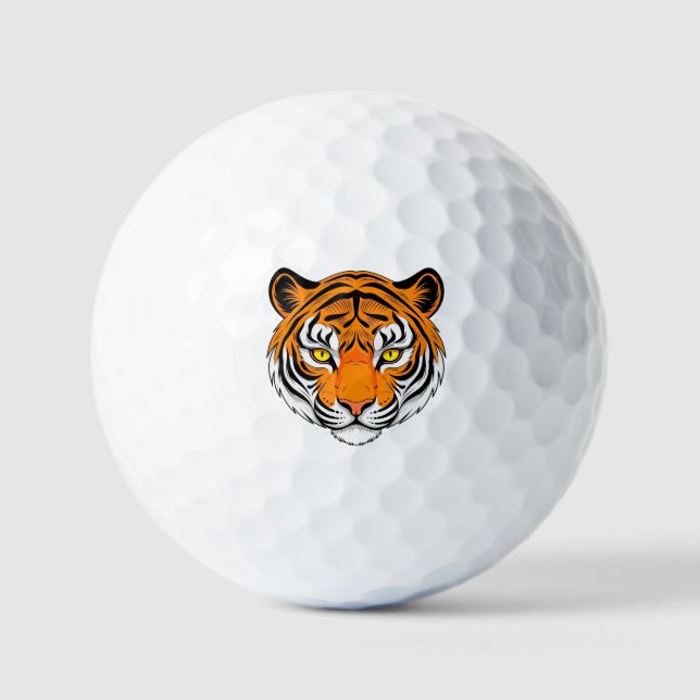 Vibrant Tiger Face Golf Balls (Front)