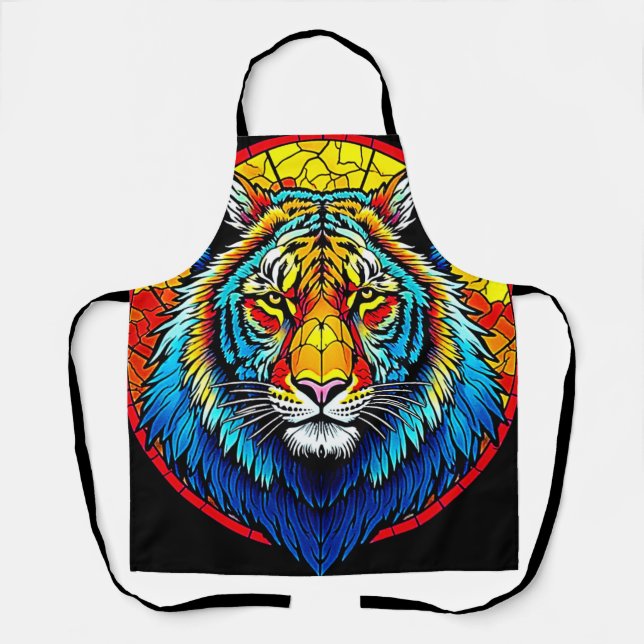 Vibrant Tiger Stained Glass Apron (Front)