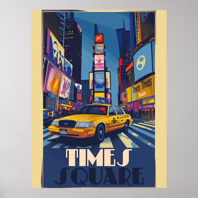 Vibrant Times Square: NYC Vintage  Poster (Front)