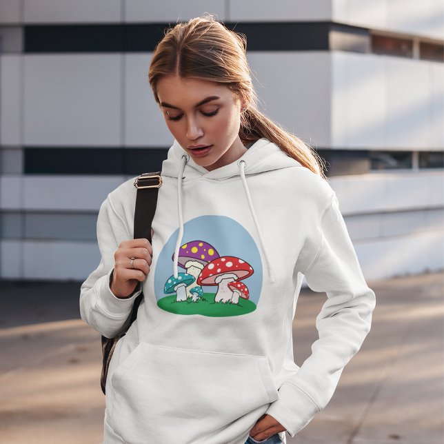 Vibrant Toadstool Mushroom Garden Hoodie (Creator Uploaded)