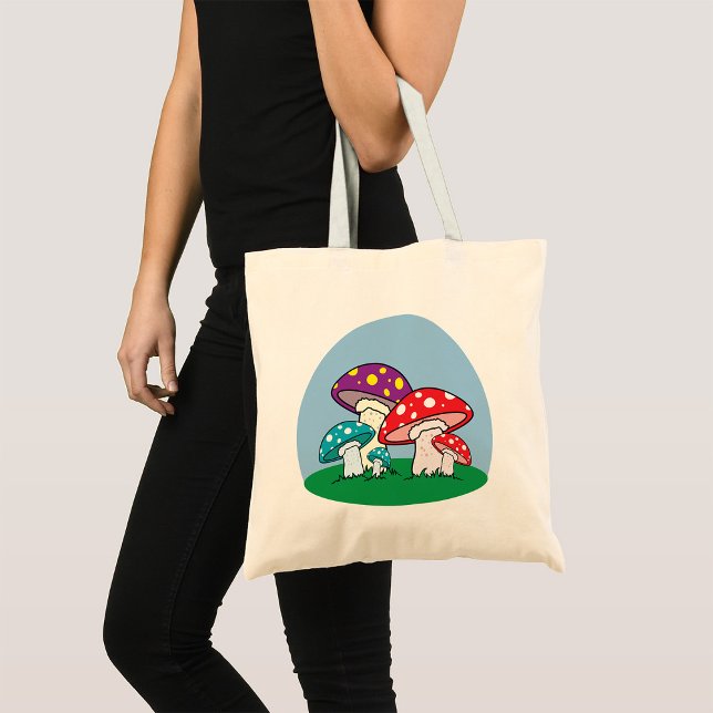 Vibrant Toadstool Mushroom Garden Tote Bag (Creator Uploaded)