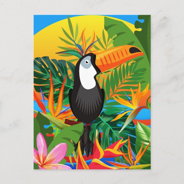 Vibrant Toucan Tropical Rainforest Postcard (Front)