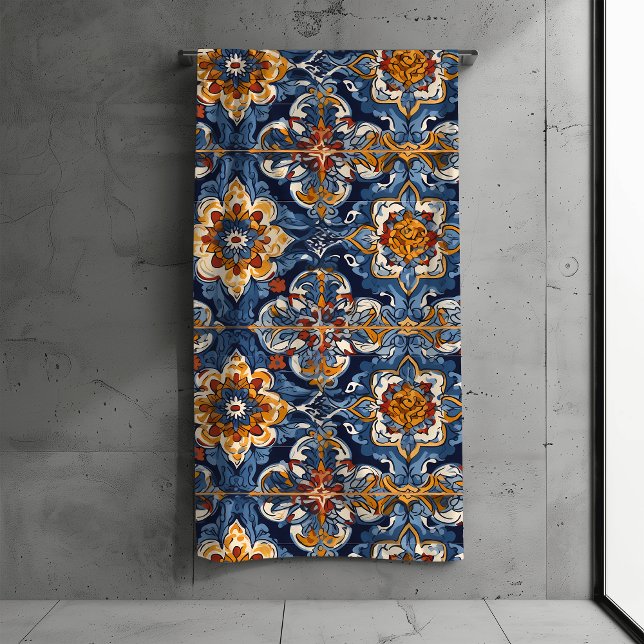 Vibrant Traditional Mexican Talavera Tiles Bath Towel Set (Creator Uploaded)