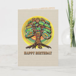 Vibrant Tree Birthday Card