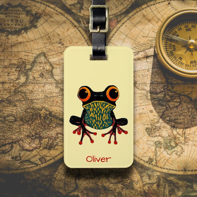 Vibrant Tree Frog Illustration Luggage Tag (Creator Uploaded)
