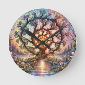 vibrant tree round clock