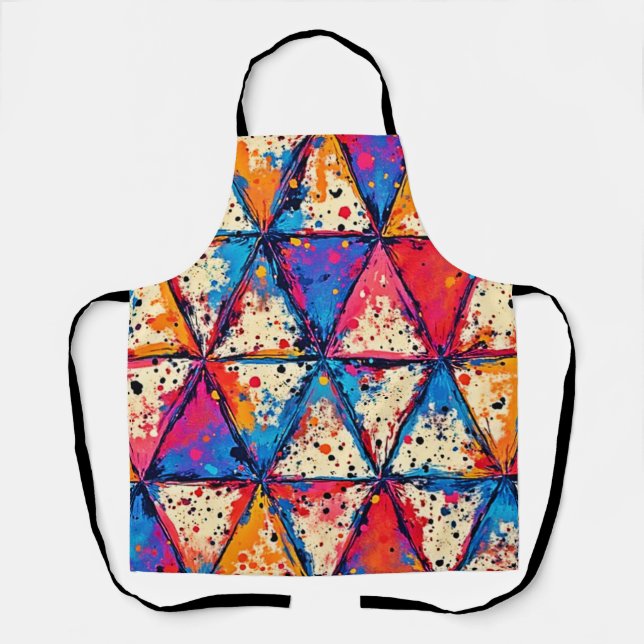 Vibrant Triangle Splatter Art Apron (Front)