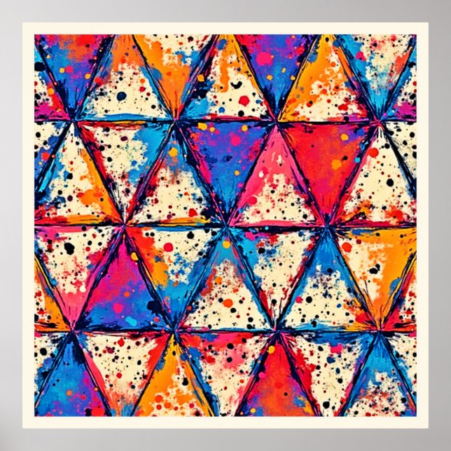 Vibrant Triangle Splatter Art Poster (Front)