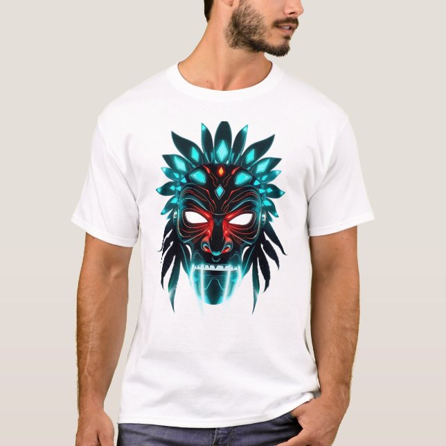 Vibrant Tribal Face Holographic Tee (Front)
