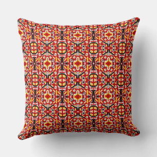 Vibrant Tribal Fusion Geometric Symmetry Pattern Cushion