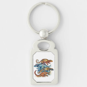 Vibrant Tribal Lizard Totem Key Ring