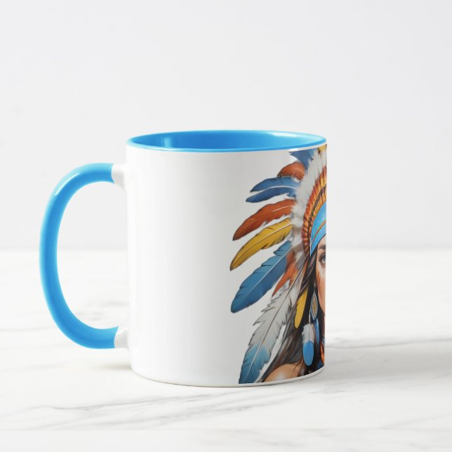 Vibrant Tribal Queen Coffee Mug | Feather Headdres (Left)