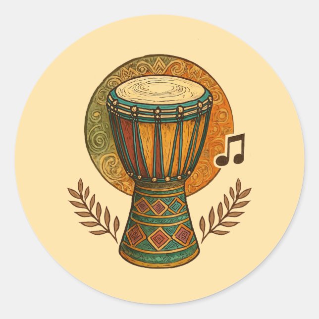 Vibrant Tribal Rhythm Classic Round Sticker (Front)