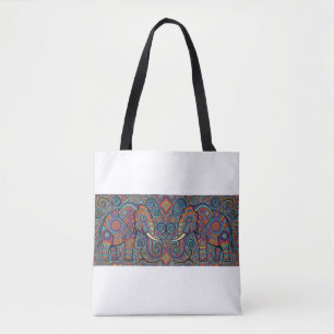 Vibrant Tribal Spirit elephants Tote Bag