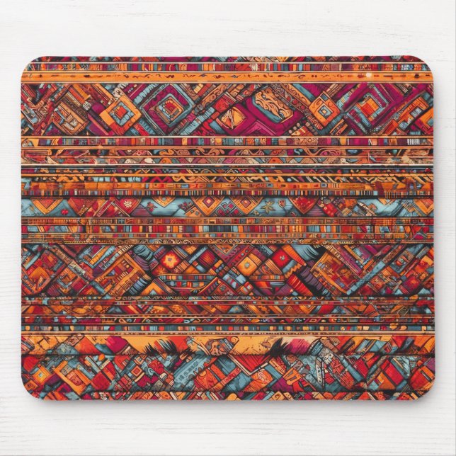  “Vibrant Tribal Tapestry Patterns” Mouse Mat (Front)