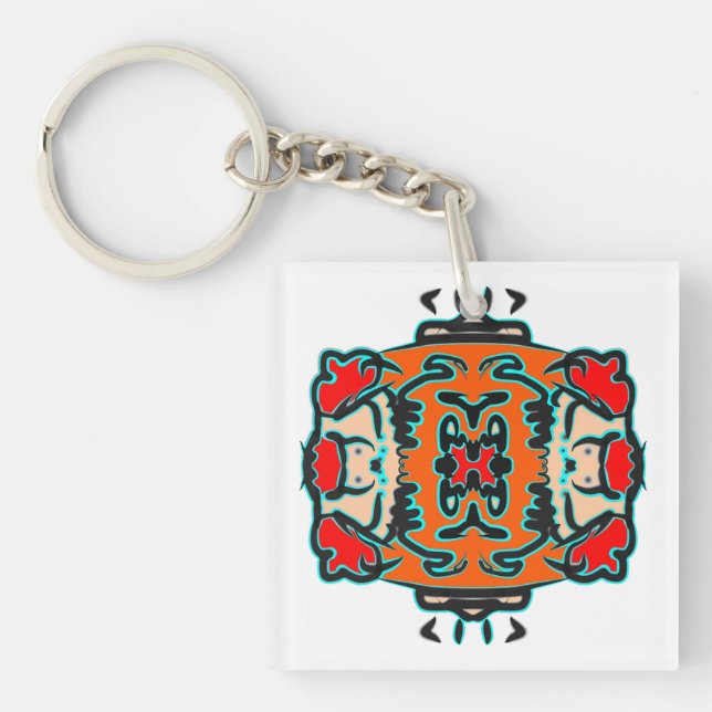 Vibrant Tribal Zen Key Ring (Front)