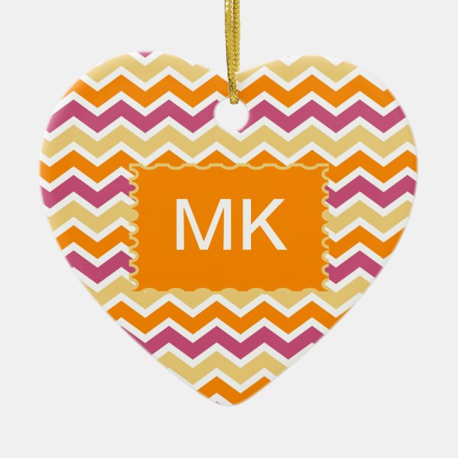 Vibrant Tribal ZigZag Ceramic Tree Decoration (Front)