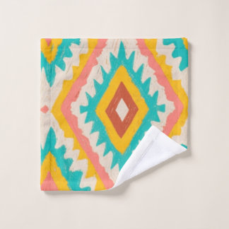 Vibrant Tribe, Bold Geometric Boho Pattern Wash Cloth