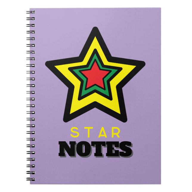 Vibrant Triple Star STAR NOTES Spiral Notebook (Front)