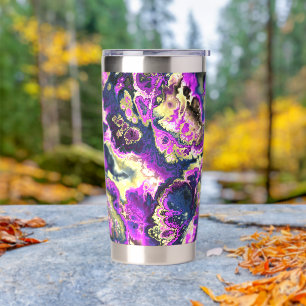 Vibrant Trippy Boho Hippie Fractal Marble Art Insulated Tumbler