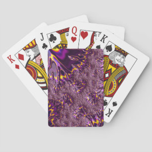 Vibrant Trippy Purple Yellow Groovy Fractal Art Playing Cards