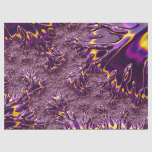 Vibrant Trippy Purple Yellow Groovy Fractal Art Tissue Paper