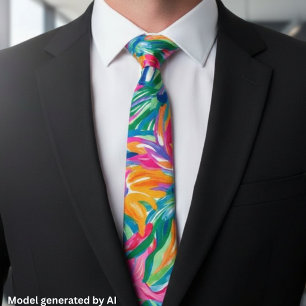 Vibrant Tropical Abstract Tie