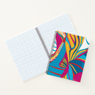 Vibrant Tropical Batik Fusion Abstract Leaves Notebook