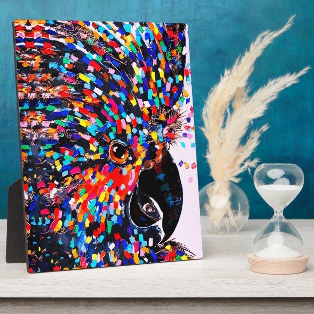Vibrant Tropical Bird Wall Art in Expressionist Plaque (Side)