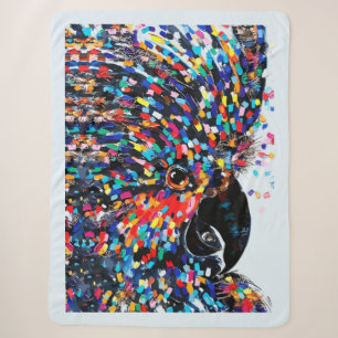 Vibrant Tropical Bird Wall Art in Expressionist Sherpa Blanket