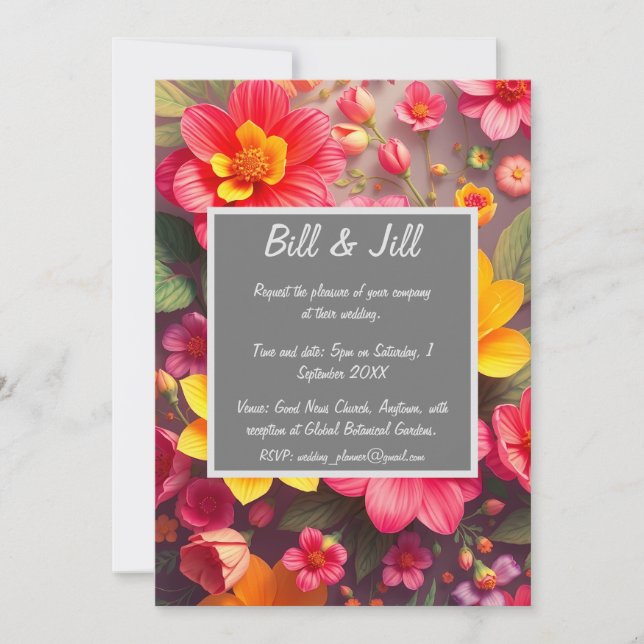  Vibrant Tropical Bloom Wedding  Invitation (Front)