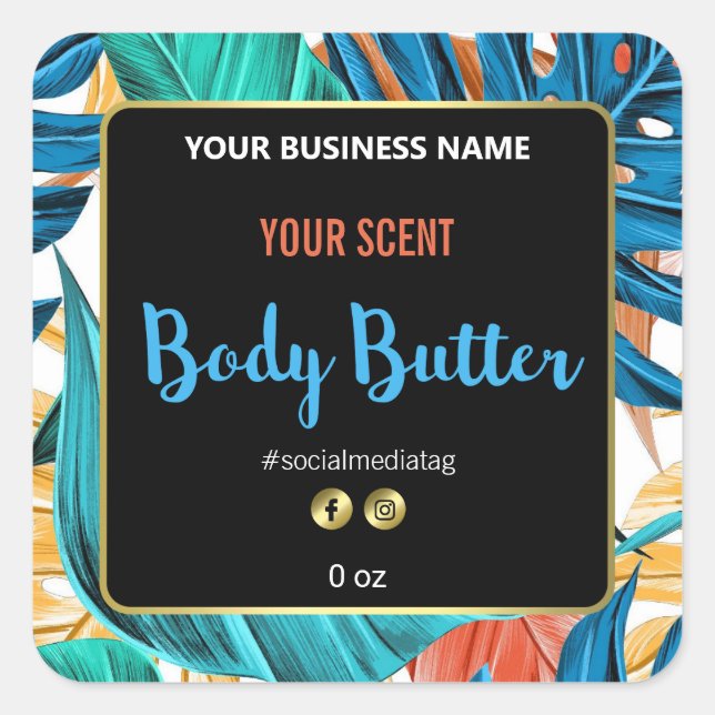 Vibrant Tropical Body Butter Labels (Front)