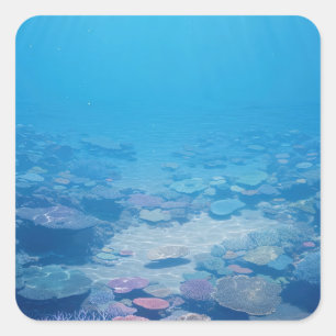 Vibrant Tropical Coral Reef Sanctuary Square Sticker