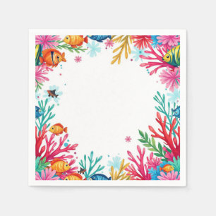 Vibrant Tropical Fish Coral Ocean Colourful Ocea Napkin